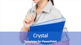  Presentation with binder - Audience pleasing slides consisting of business woman with a blue binder and a pencil backdrop and a cobalt blue colored foreground