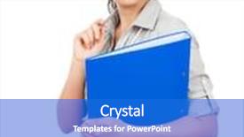  Presentation with binder - PPT layouts featuring business woman with a blue binder and a pencil background and a cobalt blue colored foreground