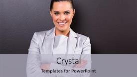  Presentation with black business - Theme with business woman with arms folded background and a light gray colored foreground