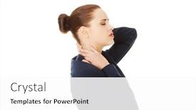  Presentation with back pain - Amazing PPT theme having business woman with back neck pain backdrop and a white colored foreground