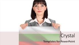  Presentation with bulgarian flag - Audience pleasing PPT layouts consisting of business woman with bulgarian flag backdrop and a  colored foreground