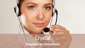  Presentation with call center - Audience pleasing PPT layouts consisting of business woman with headset call backdrop and a  colored foreground