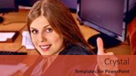  Presentation with stock exchange - Beautiful PPT layouts featuring business woman with stock exchange board thumb up in office backdrop and a red colored foreground