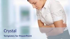  Presentation with woman business - Theme enhanced with business woman with stomach issues background and a sky blue colored foreground