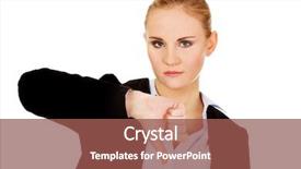  Presentation with unhappy - Amazing PPT theme having business woman with thumb down backdrop and a violet colored foreground