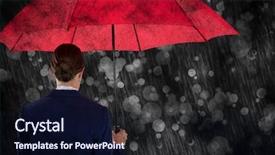  Presentation with animation - Presentation theme with business woman with umbrella background and a wine colored foreground