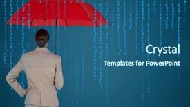  Presentation with animation - Cool new slide deck with business woman with umbrella backdrop and a ocean colored foreground