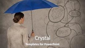  Presentation with animation - Presentation theme with business woman with umbrella background and a gray colored foreground