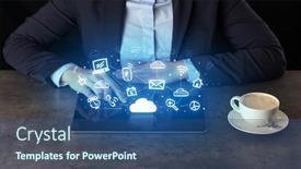  Presentation with cloud technology - Presentation theme consisting of application and cloud technology background and a ocean colored foreground