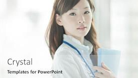  Presentation with company - Slides enhanced with business-woman-working background and a white colored foreground