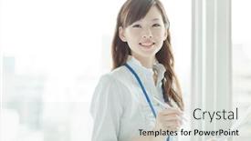  Presentation with business woman standing on maze - Audience pleasing theme consisting of business-woman-working backdrop and a light gray colored foreground