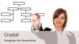  Presentation with writing - Slide set with business woman writing a chart background and a light gray colored foreground