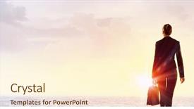  Presentation with sunset - Amazing slide deck having business women - rear view of businesswoman looking backdrop and a cream colored foreground