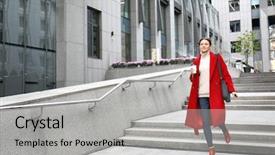  Presentation with coffee - PPT theme consisting of business women - young beautiful woman with coffee background and a light gray colored foreground