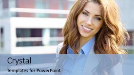  Presentation with real estate - Slide deck with business women - young businesswoman real estate agent background and a light blue colored foreground