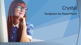  Presentation with computer vision abstract digital eye - Colorful theme enhanced with business women design - digital composite of woman backdrop and a teal colored foreground