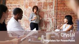  Presentation with meeting - Theme with business women design - mature businesswoman standing to address background and a coral colored foreground