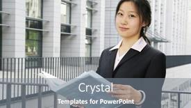  Presentation with business women - Amazing theme having business women holding a folder backdrop and a gray colored foreground