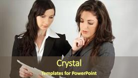  Presentation with business women - Amazing presentation theme having business women looking at documents backdrop and a tawny brown colored foreground