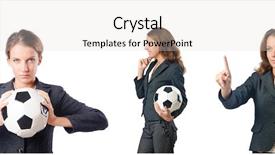  Presentation with football women - Presentation consisting of business women montage - businesswoman with football on white background and a  colored foreground