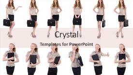  Presentation with employee - Slides with business women montage - pretty young employee with briefcase background and a lemonade colored foreground