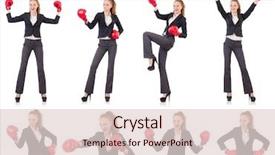  Presentation with boxing - Amazing theme having business women montage - woman businesswoman with boxing gloves backdrop and a lemonade colored foreground