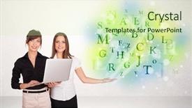  Presentation with business women - Presentation featuring business women with green glowing background and a soft green colored foreground