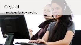  Presentation with business women - Beautiful presentation theme featuring business women with headset backdrop and a white colored foreground