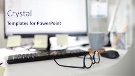  Presentation with computer vision - PPT layouts with business-work-and-vision-concept background and a sky blue colored foreground