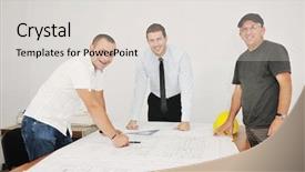  Presentation with construction documents - Theme enhanced with business workflow on new building background and a lemonade colored foreground