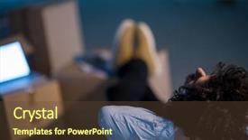  Presentation with construction site construction - Slide deck featuring business workflow with cardboard box background and a  colored foreground