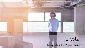  Presentation with construction documents - Beautiful PPT layouts featuring business workflow with cardboard box backdrop and a light blue colored foreground