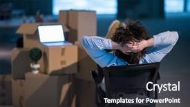  Presentation with construction documents - Colorful presentation design enhanced with business workflow with cardboard box backdrop and a  colored foreground