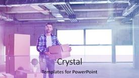  Presentation with construction documents - Slide set featuring business workflow with cardboard box background and a light blue colored foreground