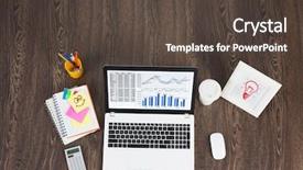  Presentation with workplace - Beautiful theme featuring business workplace with business stuff backdrop and a  colored foreground