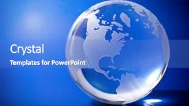  Presentation with dark blue world globe space - Beautiful presentation theme featuring business world - backlit blue globe with copy-space backdrop and a teal colored foreground