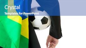  Presentation with brazil - Audience pleasing PPT theme consisting of business world - supporter with brazil flag holding backdrop and a teal colored foreground