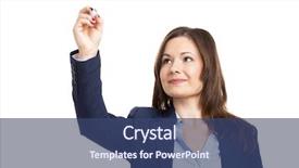  Presentation with on glass board - Presentation theme having business writing - beautiful woman drawing background and a ocean colored foreground