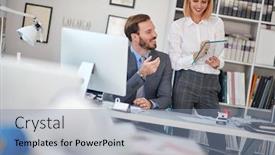  Presentation with connections - PPT layouts enhanced with business-young-people-work background and a seafoam green colored foreground