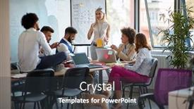  Presentation with woman business - Theme with business-young-woman-talking background and a dark gray colored foreground