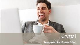  Presentation with patient clothes - Presentation theme enhanced with businesslike clothes bursting into laughter background and a gray colored foreground