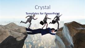  Presentation with acting - PPT theme enhanced with businessman-acting-as-a-bridge background and a sky blue colored foreground