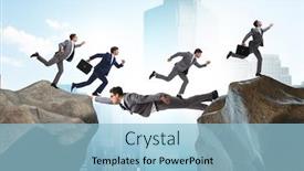  Presentation with acting - Slide set with businessman-acting-as-a-bridge background and a light blue colored foreground