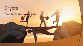  Presentation with acting - Presentation design consisting of businessman-acting-as-a-bridge background and a lemonade colored foreground