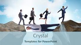  Presentation with acting - Audience pleasing slides consisting of businessman-acting-as-a-bridge backdrop and a light blue colored foreground