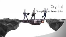  Presentation with acting - Audience pleasing presentation theme consisting of businessman-acting-as-a-bridge backdrop and a white colored foreground