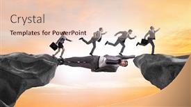  Presentation with acting - Beautiful presentation theme featuring businessman-acting-as-a-bridge backdrop and a lemonade colored foreground