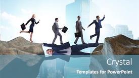  Presentation with acting - Audience pleasing slides consisting of businessman-acting-as-a-bridge backdrop and a teal colored foreground