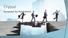  Presentation with acting - Beautiful slide deck featuring businessman-acting-as-a-bridge backdrop and a sky blue colored foreground