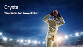  Presentation with american football - Presentation design having businessman-acting-as-american-football background and a navy blue colored foreground